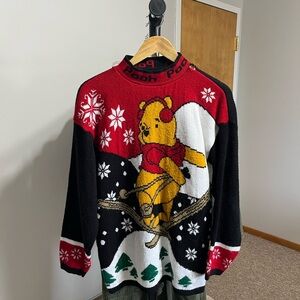 Vintage Disney Black and Red Winnie the Pooh Ski Sweater